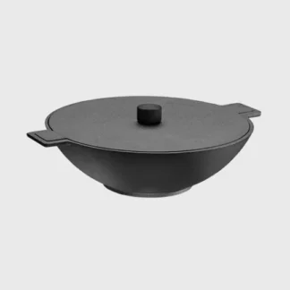 Wok en fonte avec couvercle- SERIE NOIR